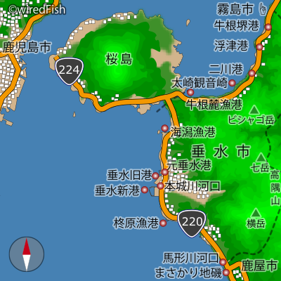 垂水市の釣り場マップ