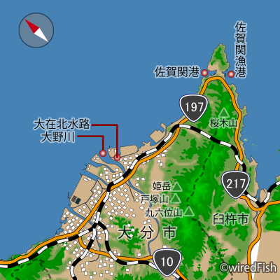 大分市の釣り場マップ