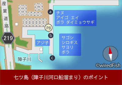 【ポイント図】七ツ島:河口船溜まり