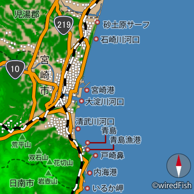 宮崎市の釣り場マップ