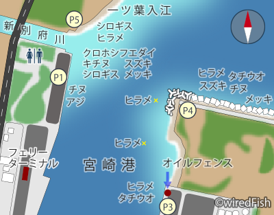 一ツ葉入江付近のポイント