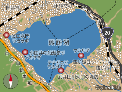 諏訪湖ポイント図